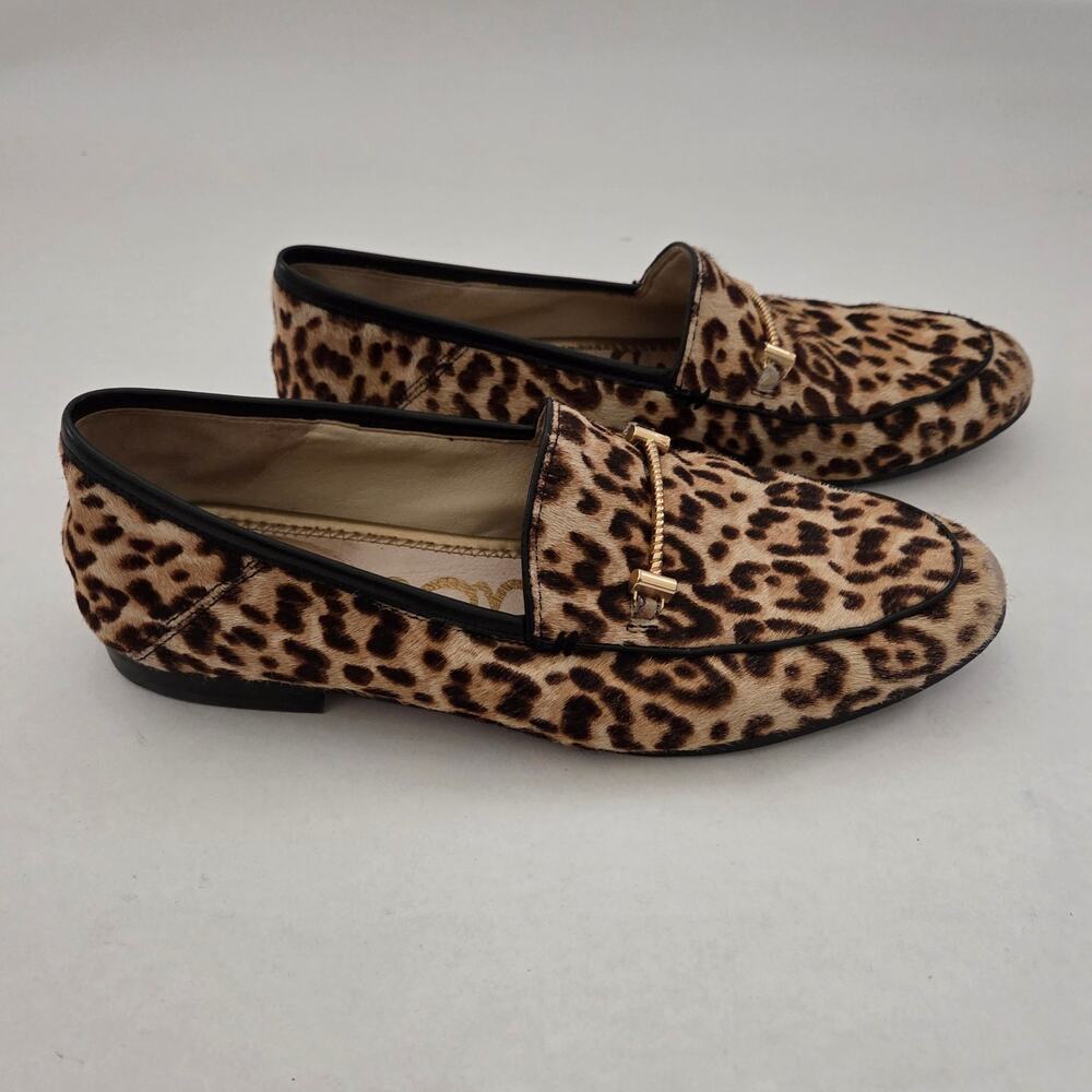 Sam Edelman Lior Leather Calf Hair Leopard Print Bridle Loafers Sz 8.5 Academia - Picture 1 of 11